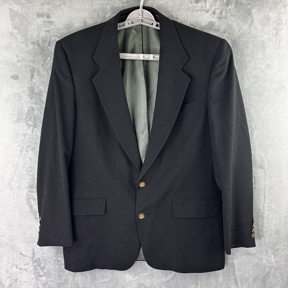 Vintage Christian Dior Monsieur Blazer Mens 42R Navy Wool Gold Crest Buttons